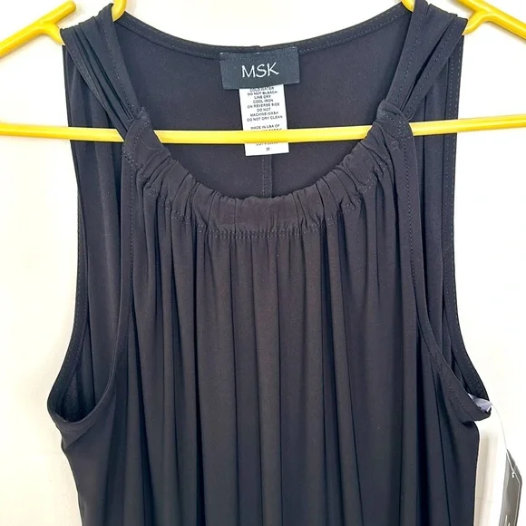 NWT MSK Sleeveless Beaded Black Shift Cocktail Dress M Evening Stretch - Picture 2 of 8